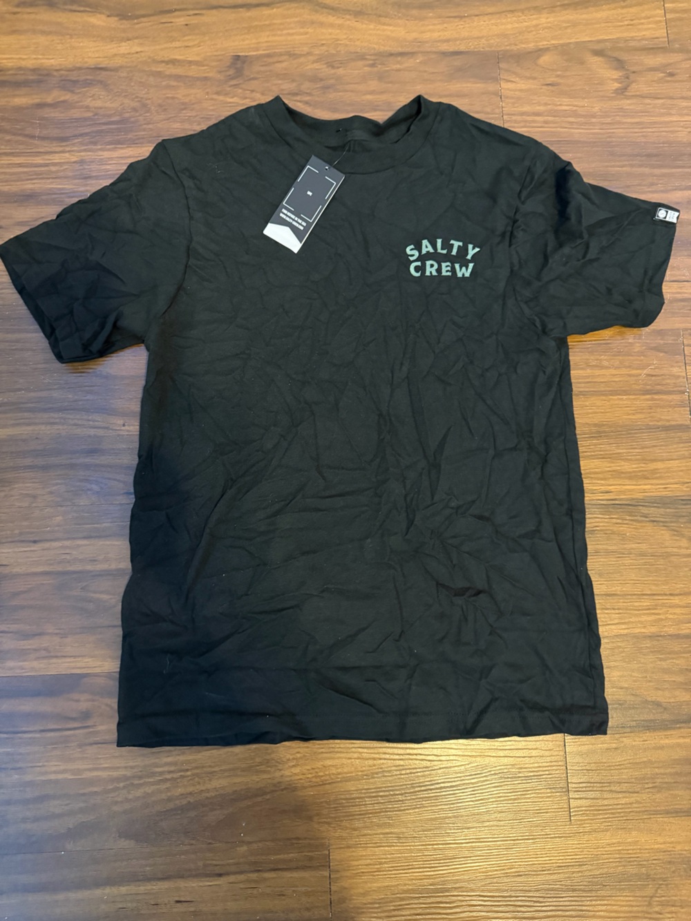Salty Crew Black Short Sleeve Tee with Small Mint Logo